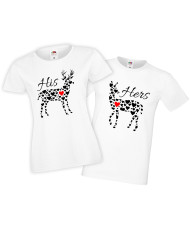 Tениски за влюбени двойки Свети Валентин My Valentine Deer Buck тениска, двойка