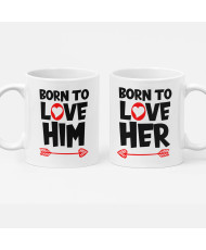 Комплект чаши за влюбени дойки Свети Валентин Born to love him her