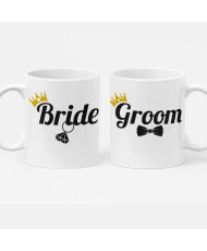 Комплект чаши за влюбени Bride and Groom Булка и Младоженец