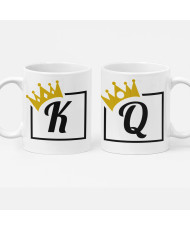 King Queen Комплект чаши за влюбени двойки Подарък за Свети Валентин чаша