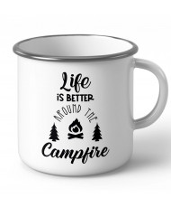 Емайлирано метално канче за къмпинг Life is better campfire