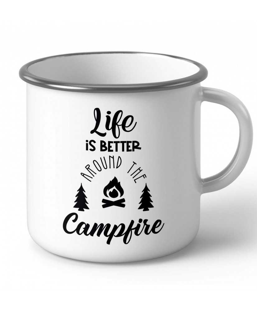 Емайлирано метално канче за къмпинг Life is better campfire Емайлирано метално канче за къмпинг Life is better campfire