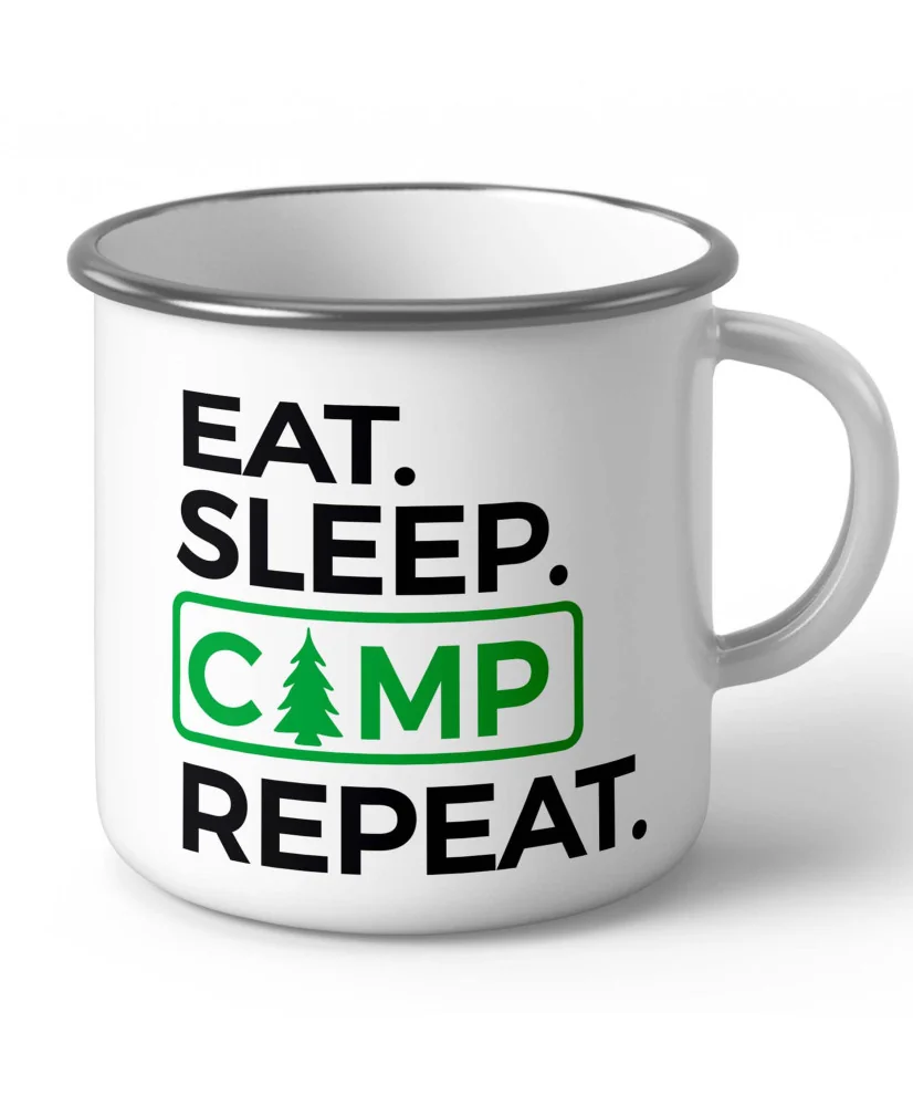 Емайлирано метално канче за къмпинг Eat Sleep Camp Repeat Емайлирано метално канче за къмпинг Eat Sleep Camp Repeat