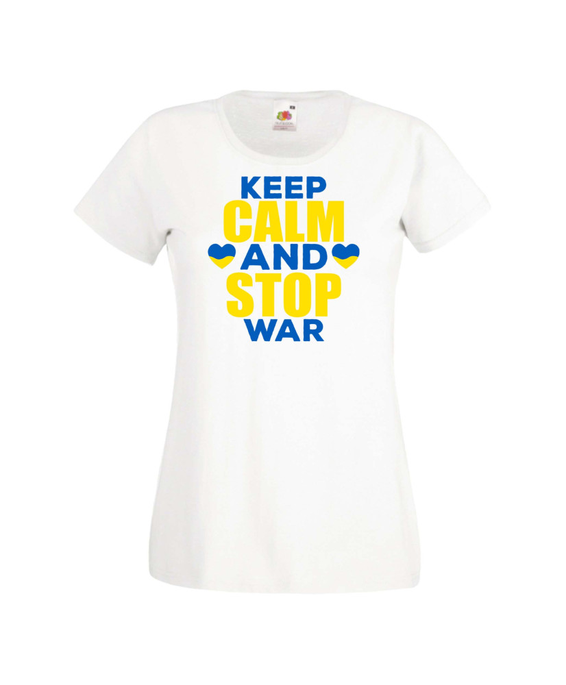 Дамска тениска Украйна Keep Calm And Stop War 2