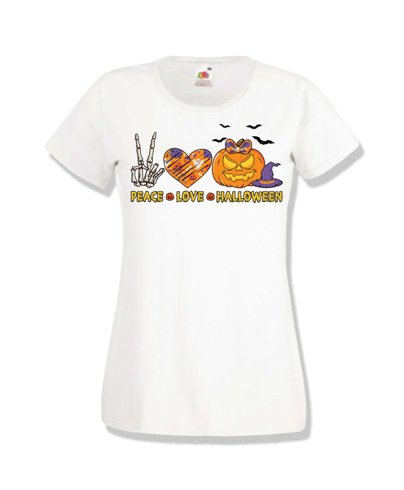 Дамска тениска Хелоуин Peace love halloween 2
