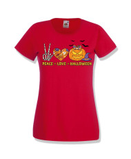 Дамска тениска Хелоуин Peace love halloween 2