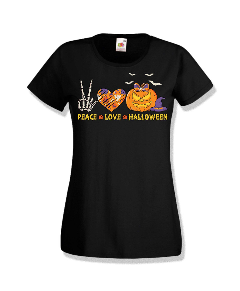 Дамска тениска Хелоуин Peace love halloween 2