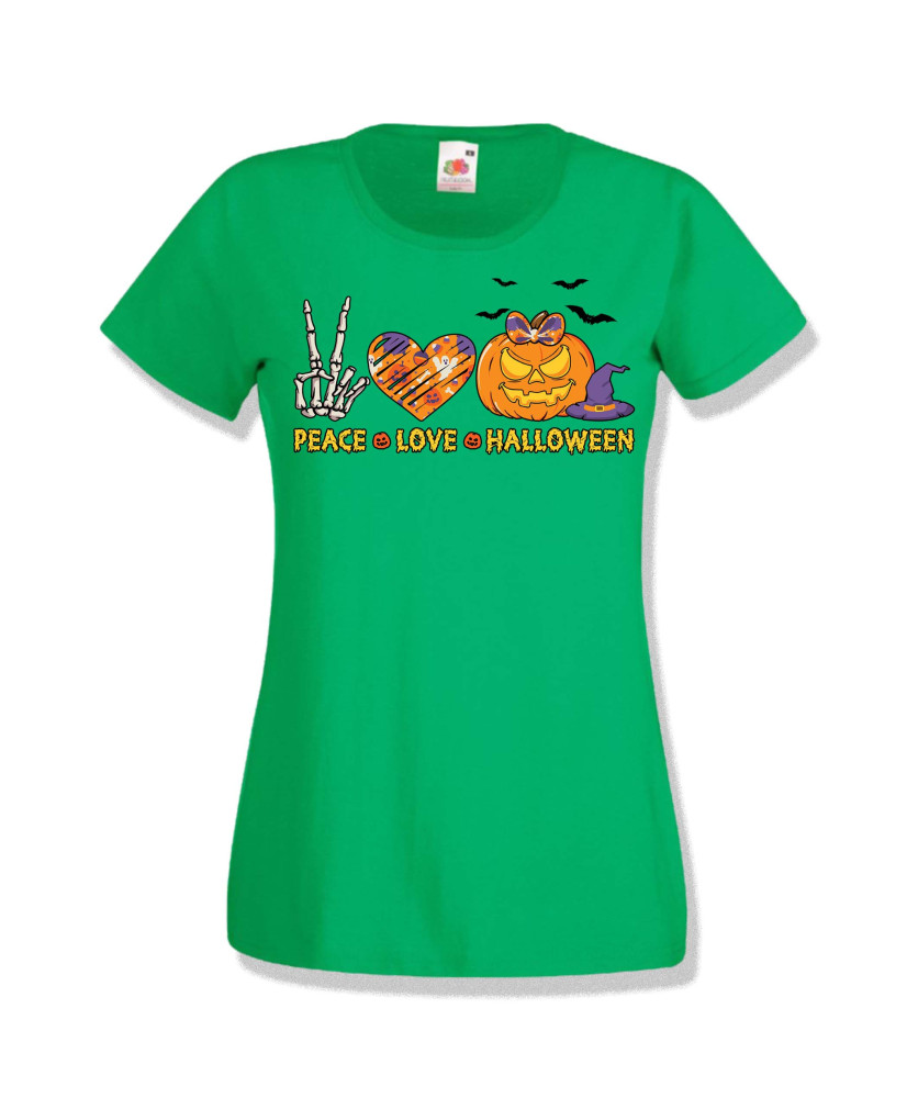 Дамска тениска Хелоуин Peace love halloween 2