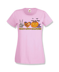 Дамска тениска Хелоуин Peace love halloween 2