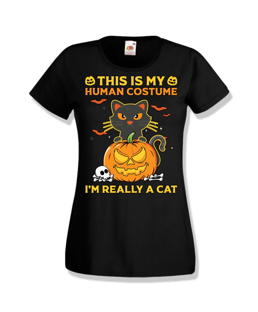 Дамска тениска Хелоуин Halloween This is my human costume