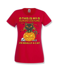 Дамска тениска Хелоуин Halloween This is my human costume