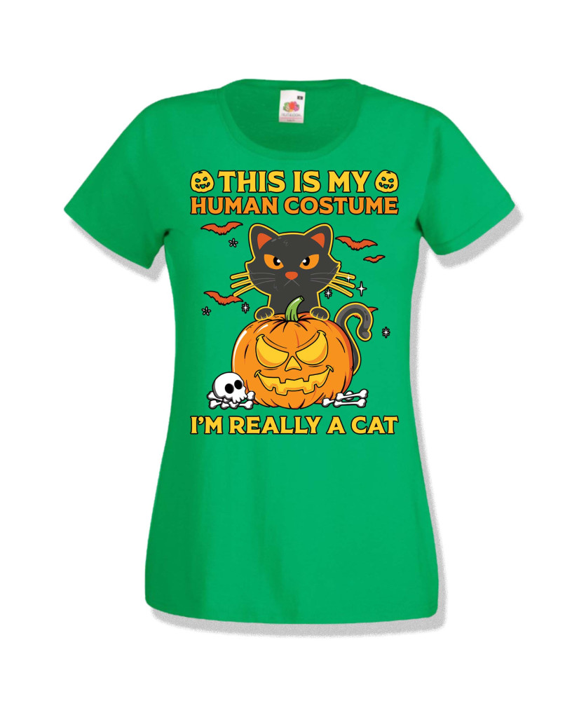 Дамска тениска Хелоуин Halloween This is my human costume