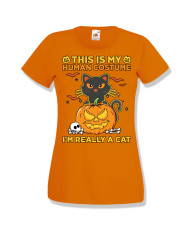 Дамска тениска Хелоуин Halloween This is my human costume