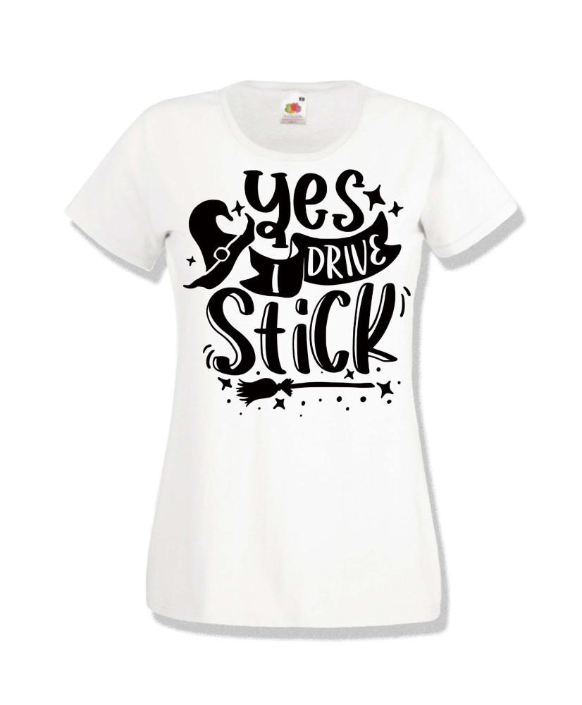 Дамска тениска Хелоуин Halloween Yes I Drive Stick