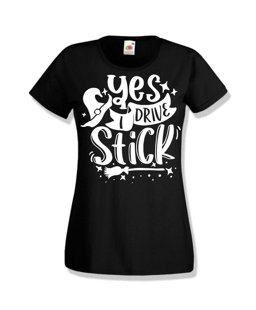 Дамска тениска Хелоуин Halloween Yes I Drive Stick