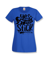 Дамска тениска Хелоуин Halloween Yes I Drive Stick
