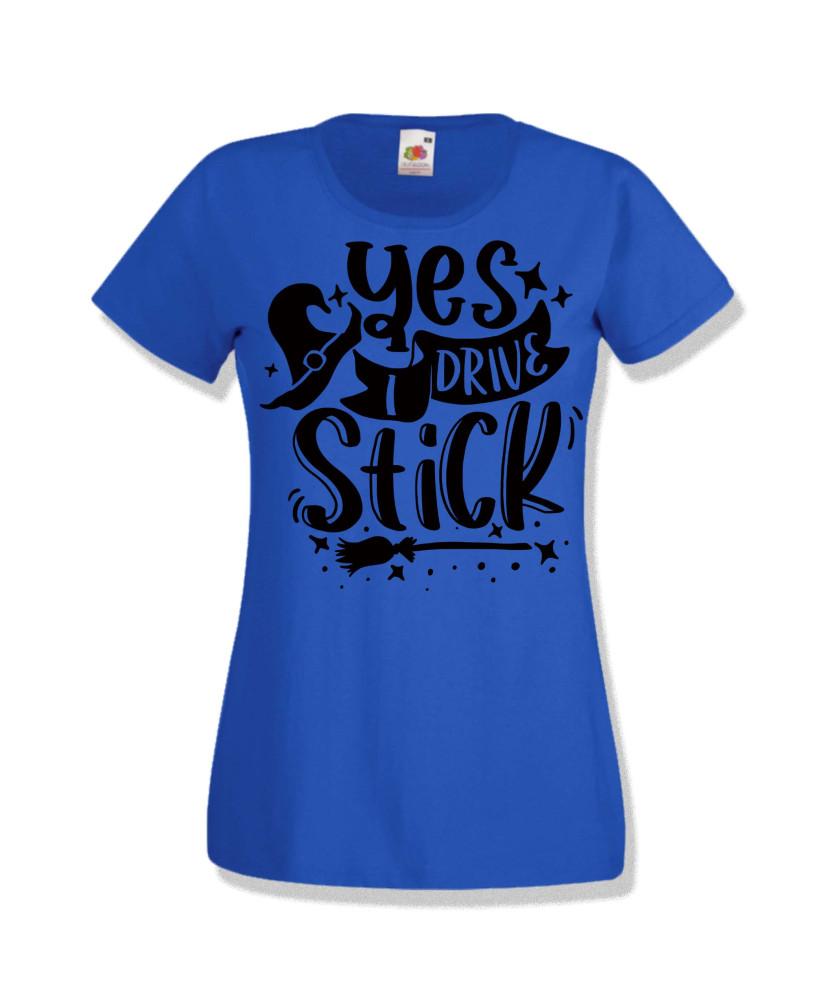 Дамска тениска Хелоуин Halloween Yes I Drive Stick
