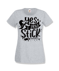 Дамска тениска Хелоуин Halloween Yes I Drive Stick
