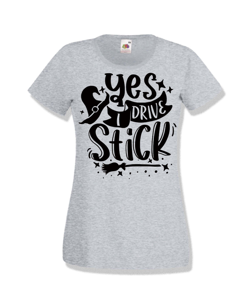Дамска тениска Хелоуин Halloween Yes I Drive Stick
