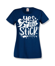 Дамска тениска Хелоуин Halloween Yes I Drive Stick