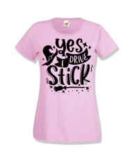 Дамска тениска Хелоуин Halloween Yes I Drive Stick