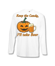 Мъжка тениска Хелоуин Halloween Keep the candy I will take beer