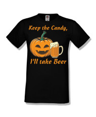 Мъжка тениска Хелоуин Halloween Keep the candy I will take beer