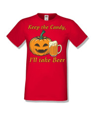 Мъжка тениска Хелоуин Halloween Keep the candy I will take beer