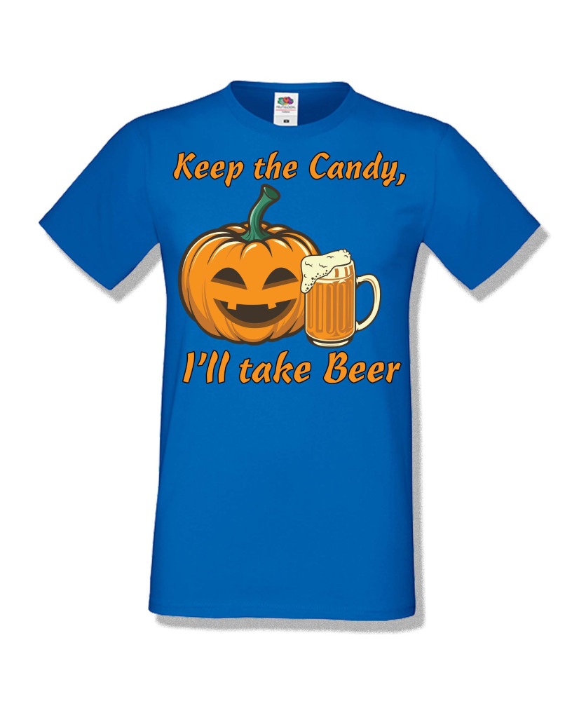 Мъжка тениска Хелоуин Halloween Keep the candy I will take beer