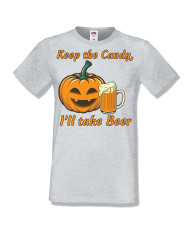 Мъжка тениска Хелоуин Halloween Keep the candy I will take beer