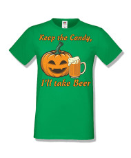 Мъжка тениска Хелоуин Halloween Keep the candy I will take beer