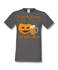 Мъжка тениска Хелоуин Halloween Keep the candy I will take beer