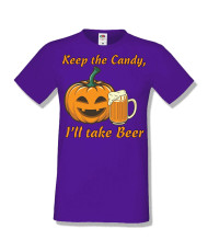 Мъжка тениска Хелоуин Halloween Keep the candy I will take beer