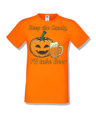 Мъжка тениска Хелоуин Halloween Keep the candy I will take beer