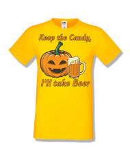Мъжка тениска Хелоуин Halloween Keep the candy I will take beer