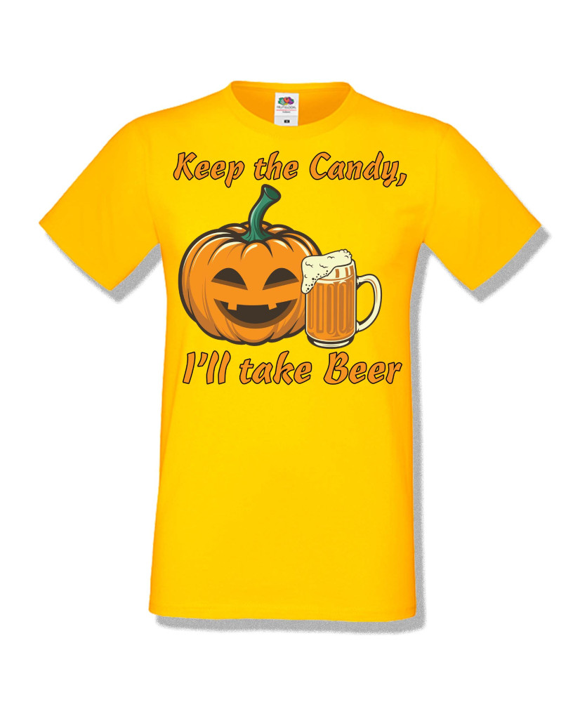 Мъжка тениска Хелоуин Halloween Keep the candy I will take beer