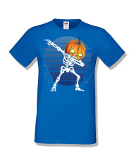 Мъжка тениска Хелоуин Halloween Pumpkin skeleton dabbing