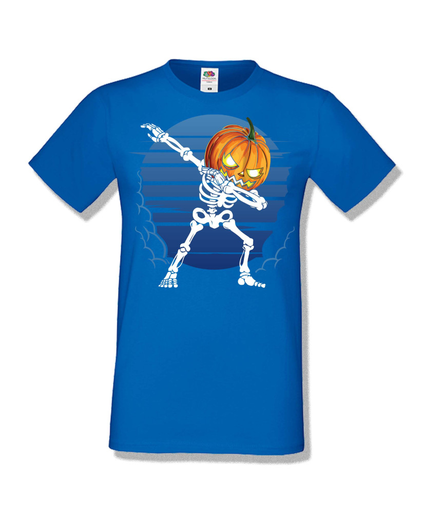 Мъжка тениска Хелоуин Halloween Pumpkin skeleton dabbing