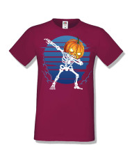 Мъжка тениска Хелоуин Halloween Pumpkin skeleton dabbing