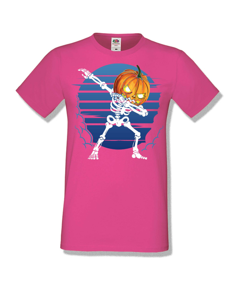Мъжка тениска Хелоуин Halloween Pumpkin skeleton dabbing
