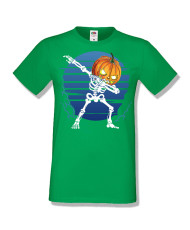 Мъжка тениска Хелоуин Halloween Pumpkin skeleton dabbing