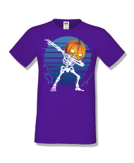 Мъжка тениска Хелоуин Halloween Pumpkin skeleton dabbing