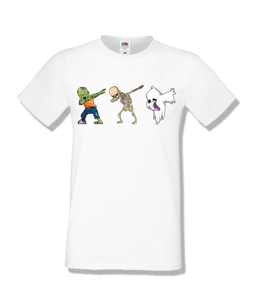 Мъжка тениска Хелоуин Halloween Zombie skeleton ghost dabbing