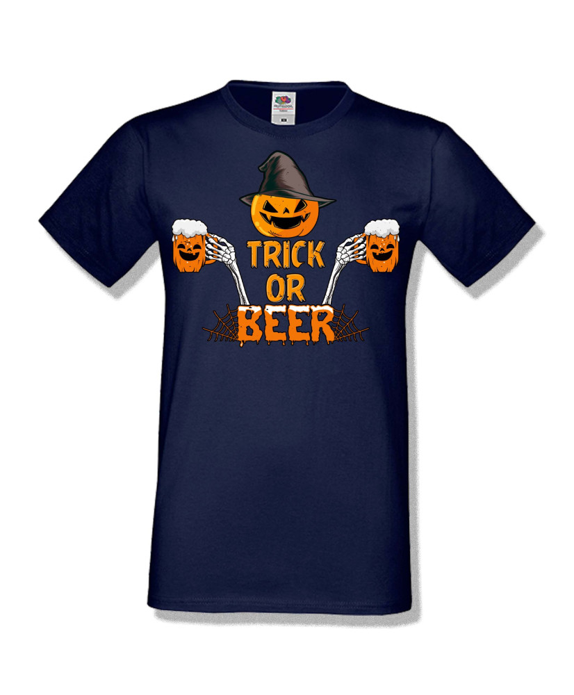 Мъжка тениска Хелоуин Halloween Trick or beer 2