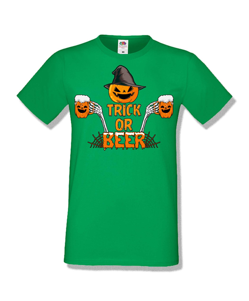 Мъжка тениска Хелоуин Halloween Trick or beer 2