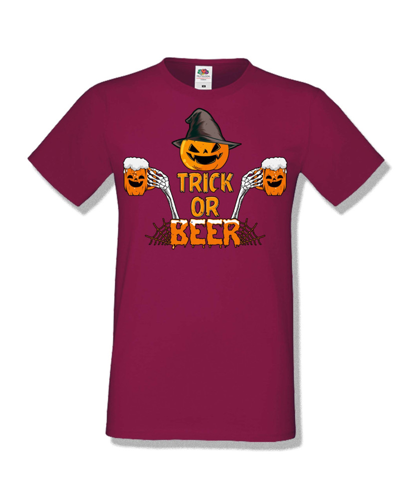 Мъжка тениска Хелоуин Halloween Trick or beer 2