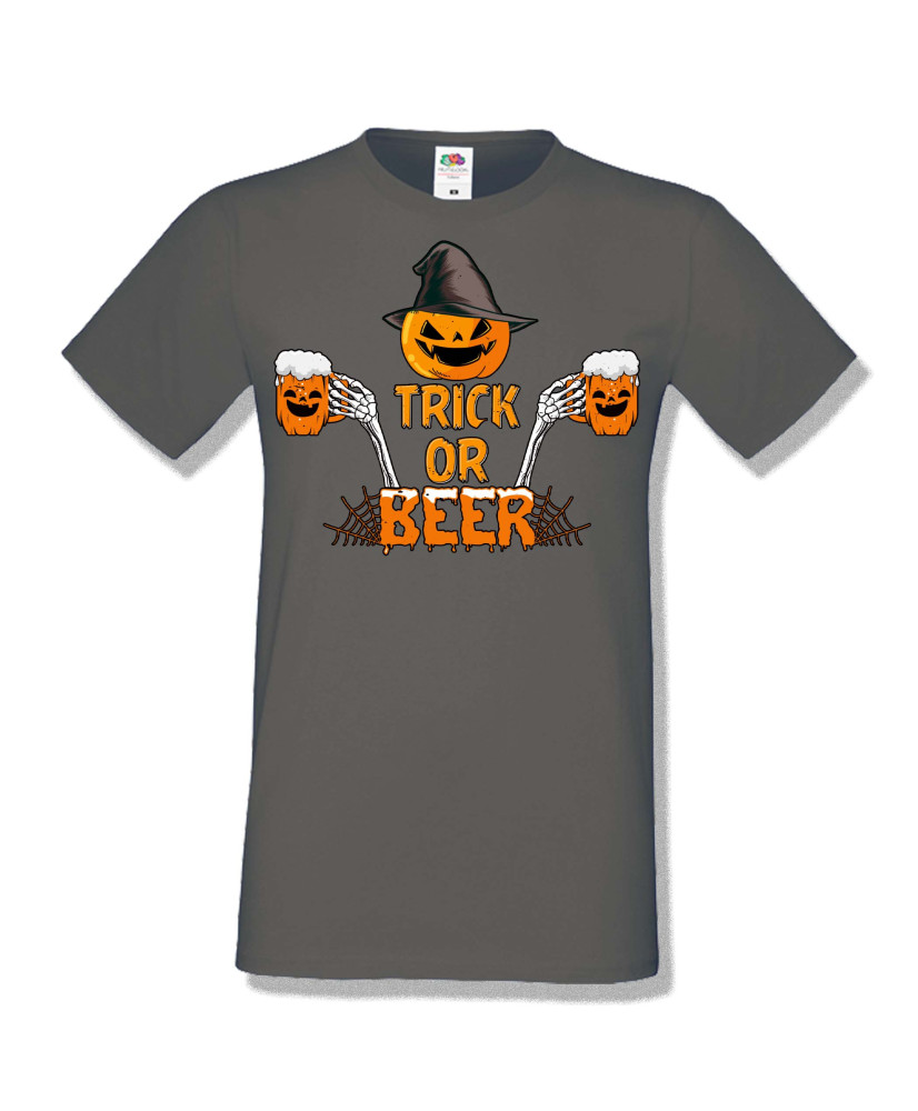 Мъжка тениска Хелоуин Halloween Trick or beer 2