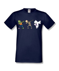 Мъжка тениска Хелоуин Halloween Zombie skeleton ghost dabbing