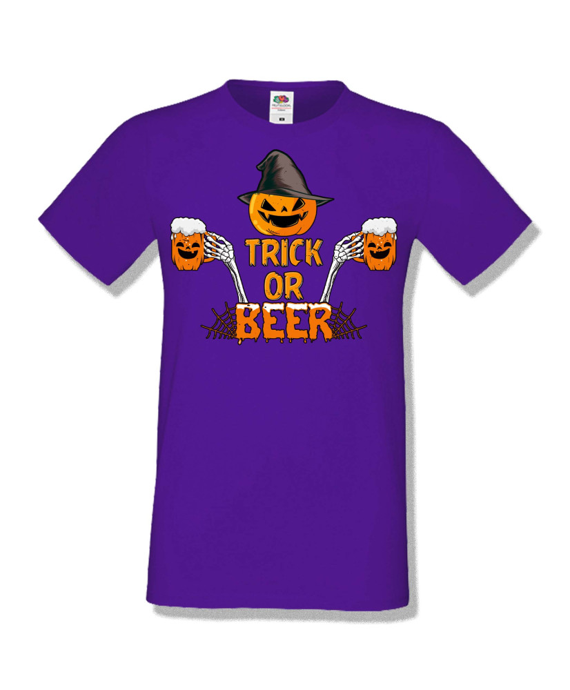 Мъжка тениска Хелоуин Halloween Trick or beer 2