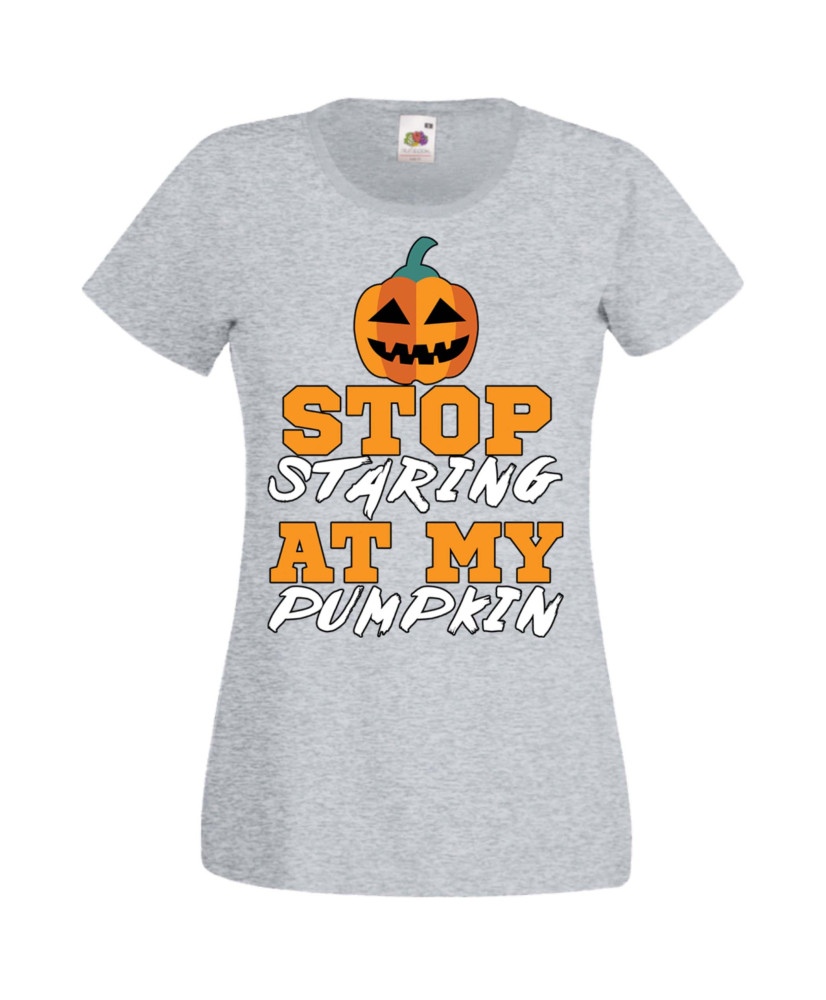 Дамска тениска Хелоуин Halloween Stop Staring At My Pumpkin 1